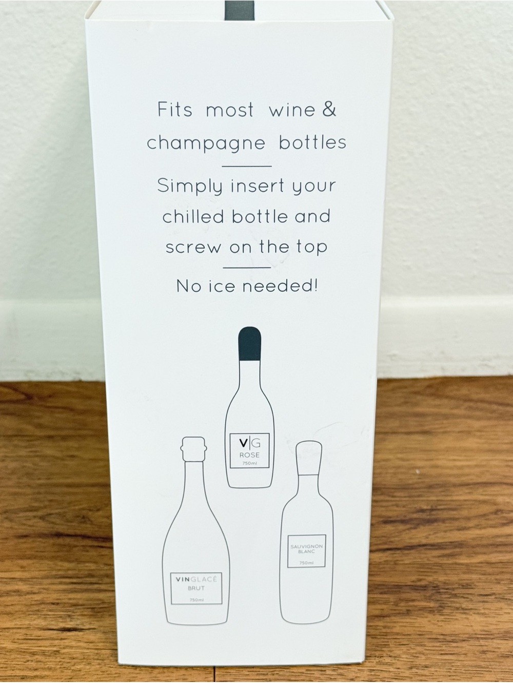 NEW Vinglacé Wine & Champagne Chiller Gift Set White with 2 Champagne Flutes - Picture 7 of 7